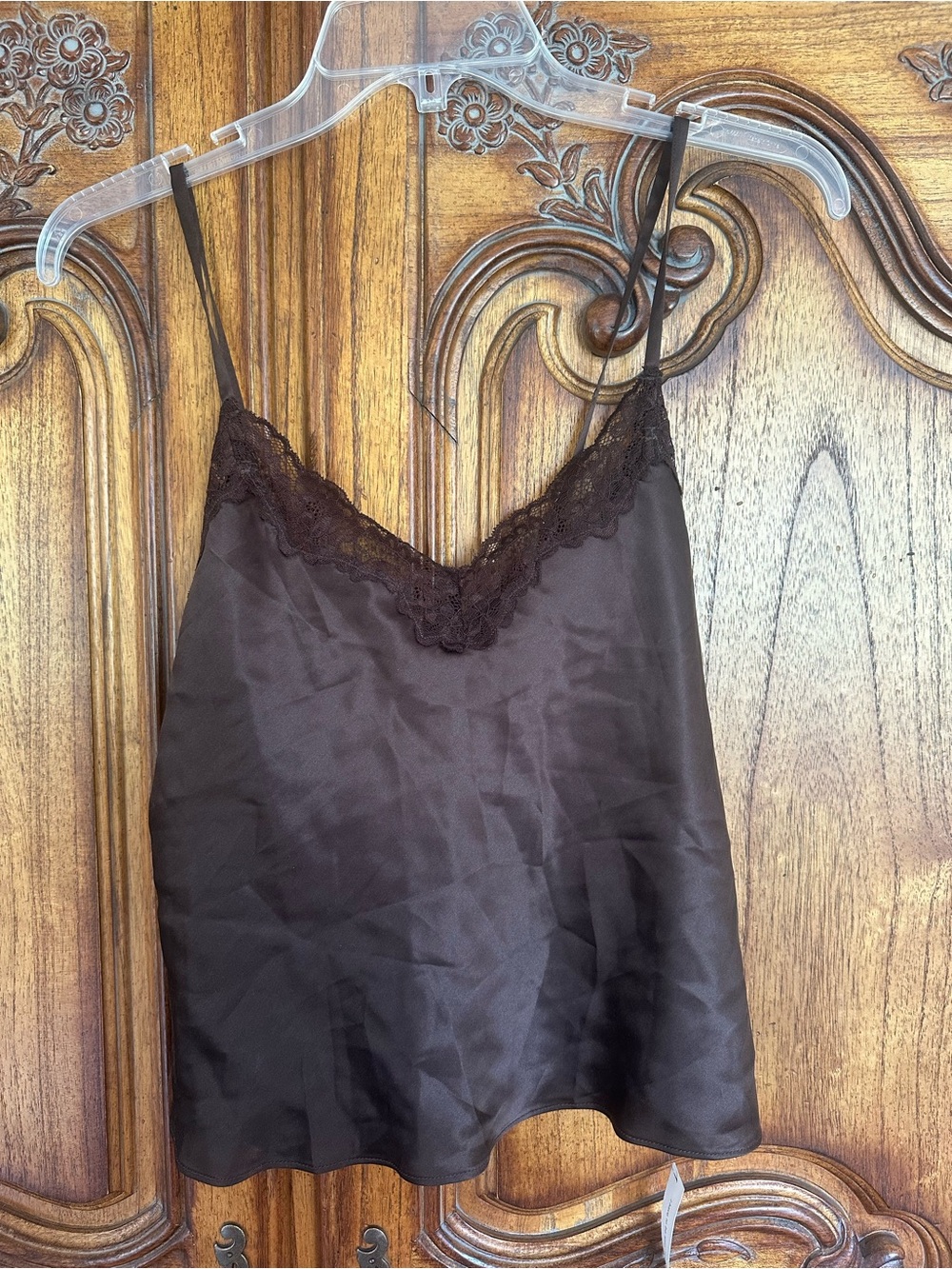 NWT Reformation Teddy Silk Top Black Bean Lace Brown XS $168
